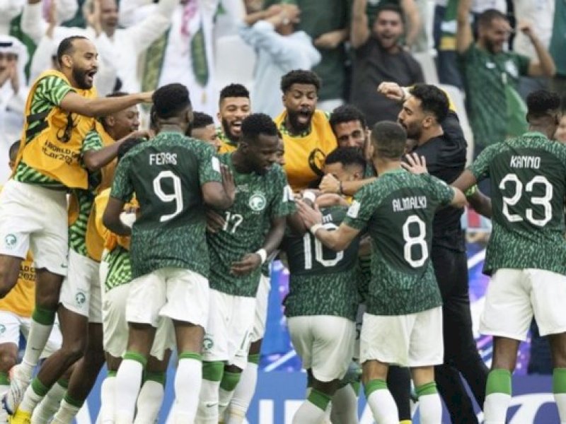 Timnas Arab seusai mengalahkan Argetina dengan Skor 2-1 (Foto: Getty Images Sebastian Frej)