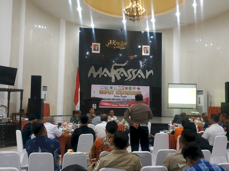 Rapat koordinasi kesiapan jelang Nataru di Baruga Anging Mammiri, Rujab Wali Kota Makassar, Kamis (22/12/2022). Jejakfakta/Atri Suryatri Abbas