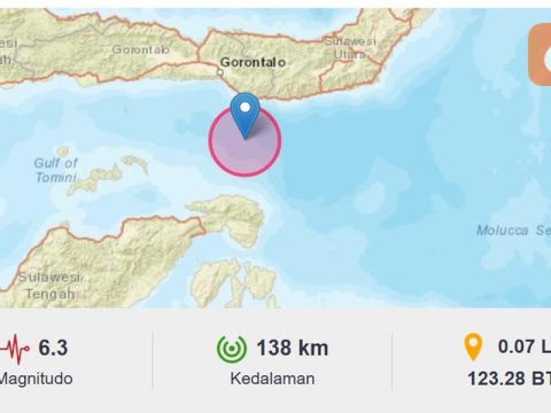 Gempa bermagnitudo 6,3 mengguncang wilayah Provinsi Gorontalo, Rabu (18/1/2023) pagi. @Jejakfakta