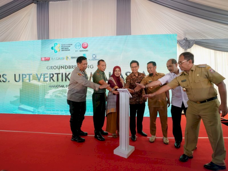 Ground breaking Rumah Sakit (RS) UPT Vertikal Makassar di Kawasan CPI Makassar, Selasa, (31/1/2023). @Jejakfakta/Dok. Humas Pemprov Sulsel