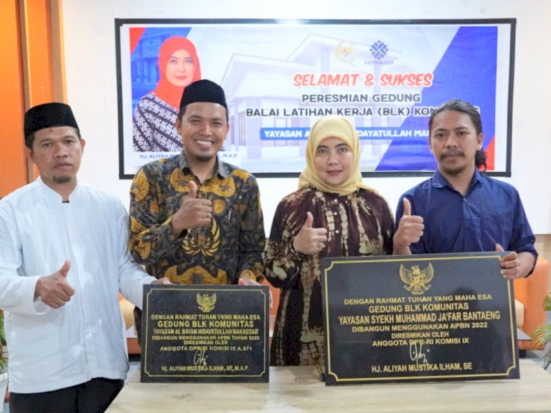 Anggota Komisi IX DPR RI, Aliyah Mustika Ilham, resmikan tiga gedung Balai Latihan KerjaBalai Latihan Kerja (BLK) di tiga Ponpes (Pondok Pesantren), Sabtu (04/02/2023). @Jejakfakta/Ist.