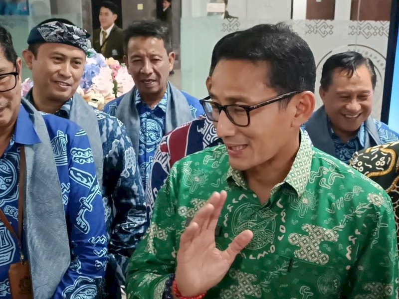 Sandiaga Uno meresmikan Gedung Politeknik Pariwisata di Makassar, Sulawesi Selatan, Sabtu (11/2/2023). @Jejakfakta/Atri
