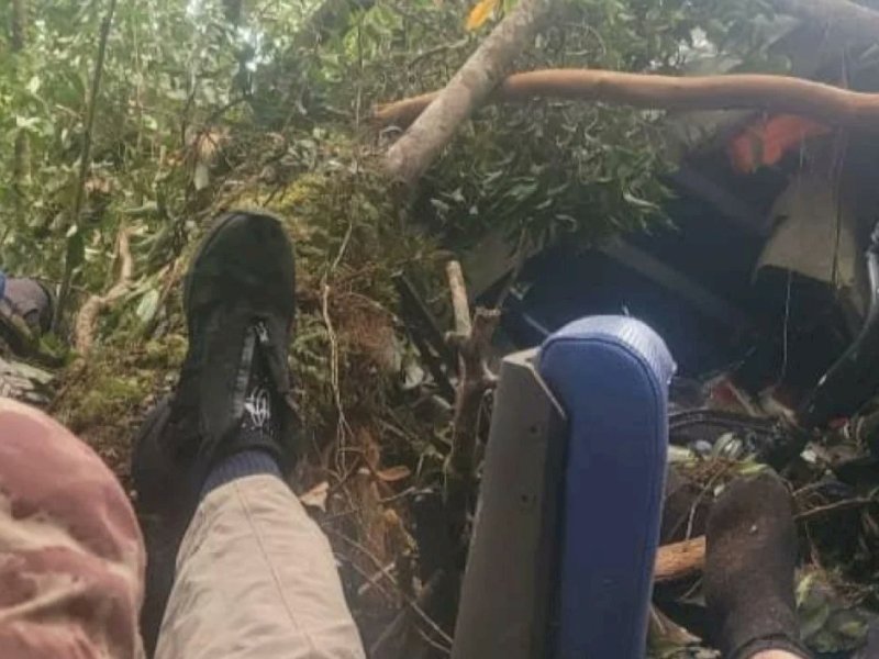 Kecelakaan helikopter yang mengangkut rombongan Kapolda Jambi Irjen Rusdi Hartono, di tengah hutan Bukit Tamia, Muara Emat, Kabupaten Kerinci, Jambi, Minggu (19/2/2023) kemarin. (tangkapan layar).