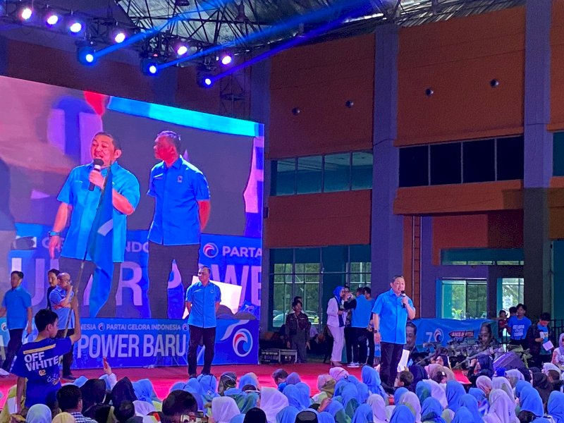 Ketua Umum Partai Gelora, Anis Matta saat konsolidasi kader untuk Pemenangan Pemilu 2024 di Makassar, Jumat (24/2/2023). @Jejakfakta/Atri