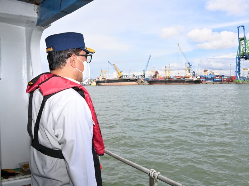 Menteri Perhubungan Budi Karya Sumadi meninjau proyek Makassar New Port (MNP), Sabtu (4/3/2023) kemarin. @Jejakfakta/dok. Kemenhub.