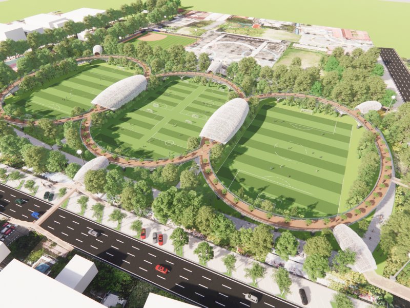 Desain lapangan Karebosi Makassar. Dispora Makassar siapkan anggaran Rp71 M untuk renovasi. @Jejakfakta/dok. Dispora Makassar