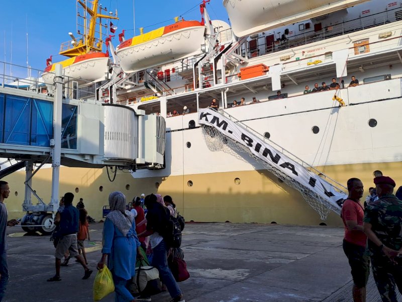 Aktivitas mudik lebaran tahun 2023 di Pelabuhan Makassar. @Jejakfakta/dok. Pelindo 4