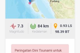 Tsunami 11 Cm di Tanahbala Sumatra Utara, Dampak Gempa Mentawai M6,9  
