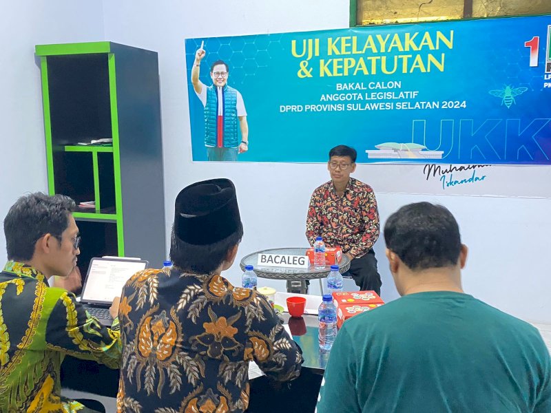DPW PKB Sulsel melaksanakan Uji Kelayakan dan Kepatutan (UKK) untuk menegaskan komitmen para bacaleg. @Jejakfakta/Atri