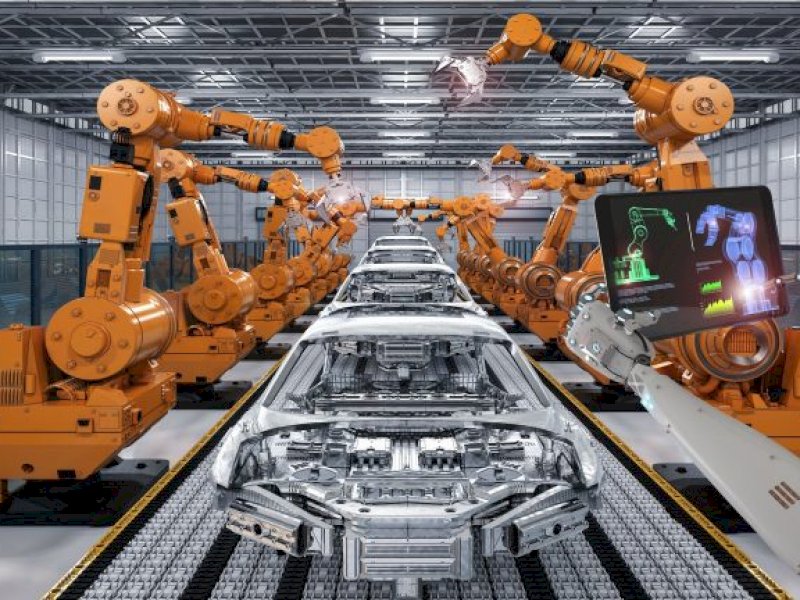 Gambaran penerapan teknologi kecerdasan buatan (AI) di industri perakitan kendaraan.(Google).