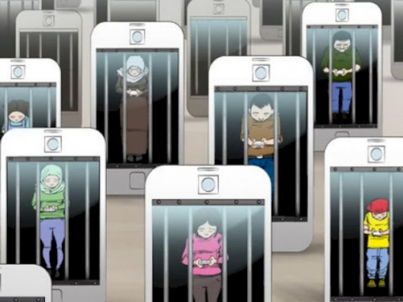 Ilustrasi kecanduan smartphone. (foto: pilarindonesia).