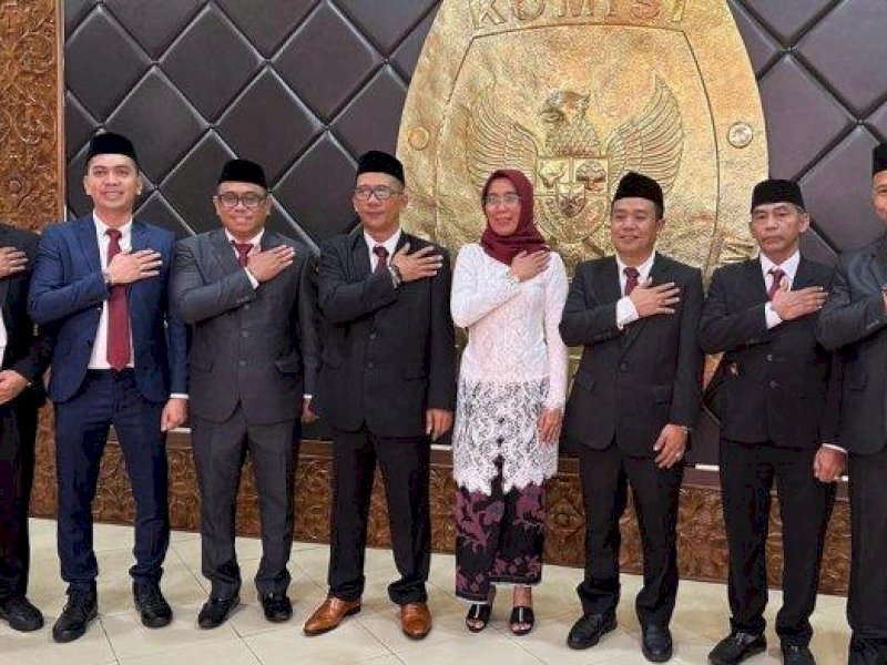 Tujuh komisioner anggota KPU Provinsi Sulawesi Selatan (Sulsel) periode 2023/2028 resmi dilantik di Jakarta, Rabu (24/5/2023). @Jejakfakta/istimewa