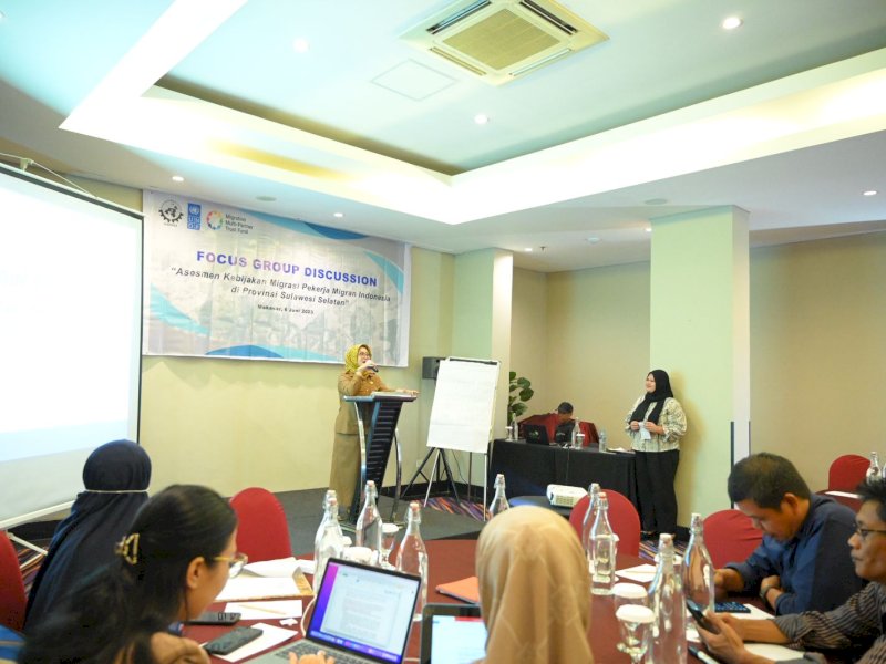 Fokus Grup Diskusi (FGD) Serikat Buruh Migran (SBMI) bekerjasama United Nations Development Programme (UNDP) di Fave Hotel Losari, Selasa (6/6/2023) kemarin. @Jejakfakta/dok. Pemprov Sulsel