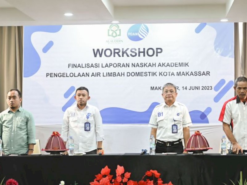 PDAM Makassar dan UIN Alauddin saat menggelar Workshop jelang finalisasi laporan naskah akademik pengelolaan air limbah.