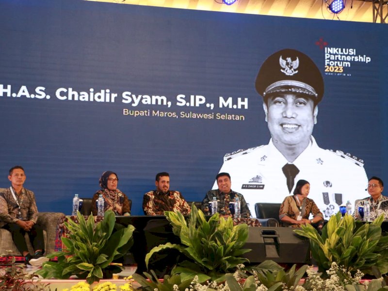 Bupati Maros AS Chaidir Syam saat  menjadi pembicara INKLUSI Partnership Forum 2023 kerja sama antara Pemerintah Australia dan Indonesia, di Grand Sahid Jaya Hotel, Jakarta (20/6/2023).