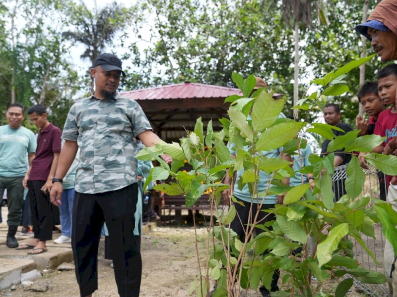 Gubernur Sulsel Andi Sudirman Sulaiman pada kegiatan penanaman pohon di sekitar Embung Pallae di Kecamatan Ponre, Kabupaten Bone, Selasa (4/07/2023). @Jejakfakta/dok Humas Pemprov Sulsel