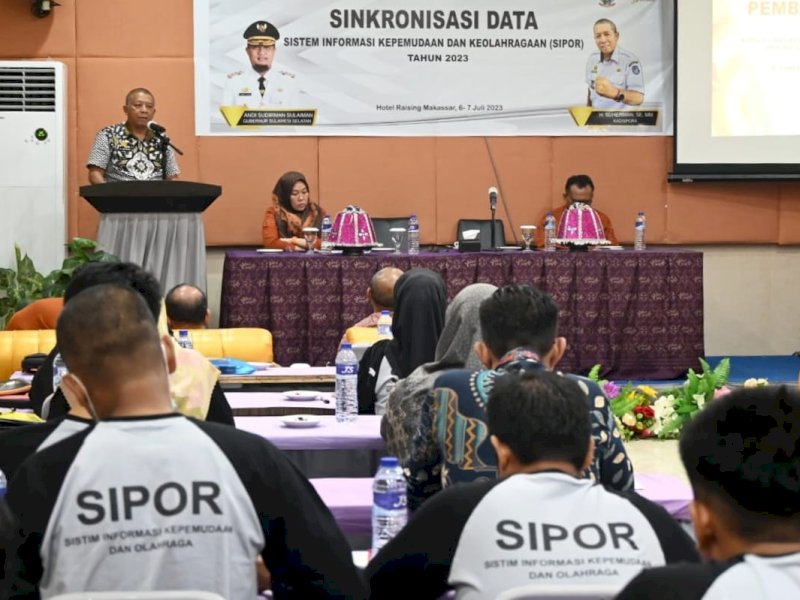 Dispora Sulsel menggelar Sinkronisasi Data Sistem Informasi Kepemudaan dan Keolahragaan (Sipor) Tahun 2023, di Hotel Raising, Makassar, Kamis-Jumat, 6-7 Juli 2023. @Jejakfakta/dok. Humas Pemprov Sulsel