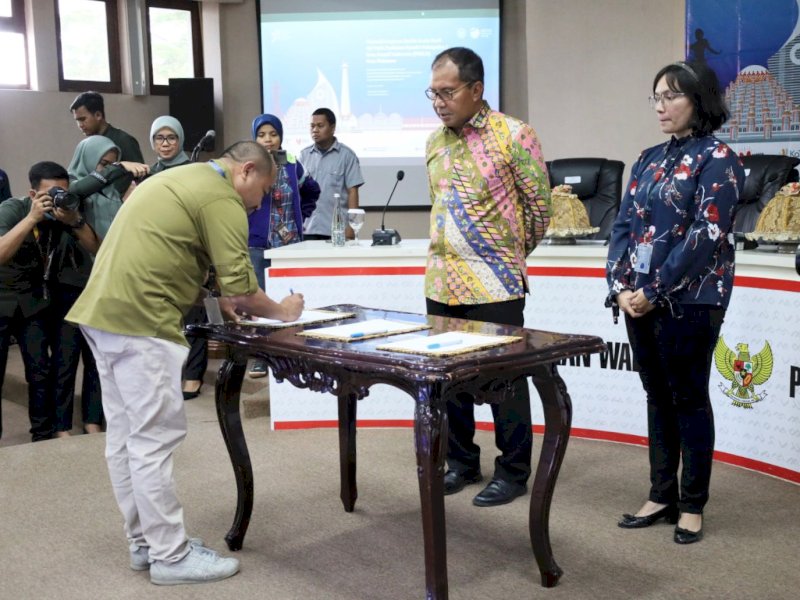 Tim Uji Petik PMK3I Kemenparekraf menetapkan kuliner sebagai subsektor ekonomi kreatif unggulan Kota Makassar di Ruang Sipakalebbi Balai Kota Makassar, Selasa (18/07/2023). @Jejakfakta/dok. Humas Pemkot Makassar