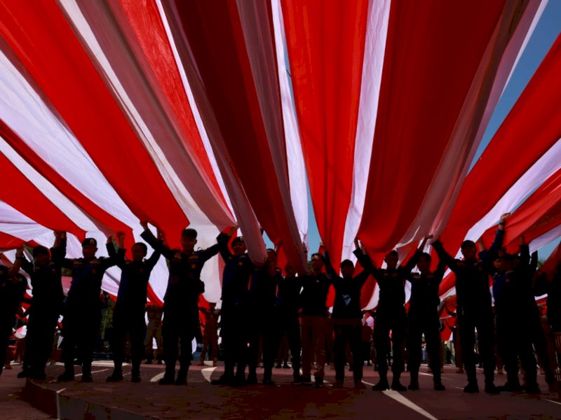 Upacara Gladi Kotor dan Gladi Bersih peringatan Hari HUT RI ke-78 di Anjungan Pantai Losari, Rabu, (16/08/2023). @Jejakfakta/dok. Humas Pemkot Makassar