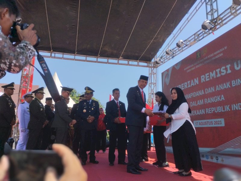 sebanyak 6.567 warga binaan yang ada di Sulsel mendapatkan remisi atau pengurangan masa tahanan. 32 di antaranya langsung bebas, Kamis (17/08/2023). @Jejakfakta/Samsir