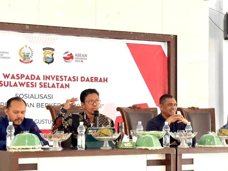 Sosialisasi kepada masyarakat di Pinrang untuk mewaspadai penipuan berkedok investasi, Senin (22/8/2023). @Jejakfakta/dok. Pemprov Sulsel