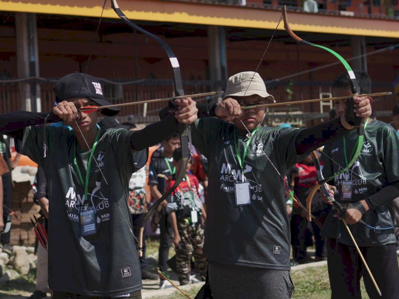 Turnamen MIM Archery Competition 2023 berlangsung di Pondok Pesantren Markaz Imam Malik (MIM), Kassi, Antang, Kota Makassar, Sulawesi Selatan, Ahad (3/9/2023). 