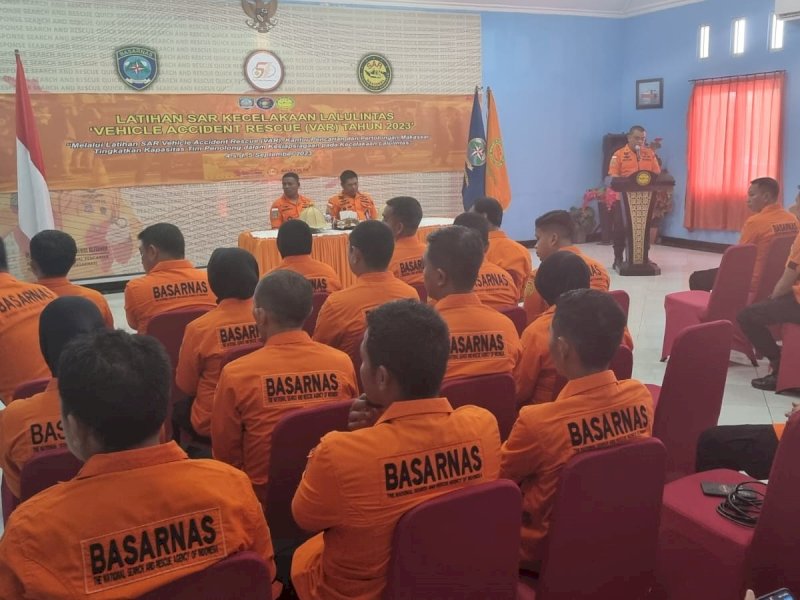 Latihan Sar Vehicle Accident Rescue Tahun 2023 di Aula Rapat Kantor Basarnas Makassar, Senin (4/9/2023). @Jejakfakta/dok. Basarnas 