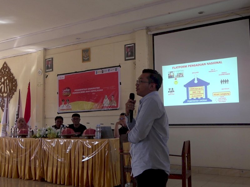 Diskominfo SP Kabupaten Pangkep Goes to Campus, sosialisasi Lapor-SP4N kepada mahasiswa STKIP Andi Matappa Pangkep, Jumat (21/9/2023). @Jejakfakta/dok. Humas Pemkab Pangkep