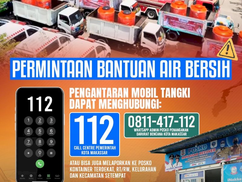 Call center bantuan air bersih PDAM Makassar.