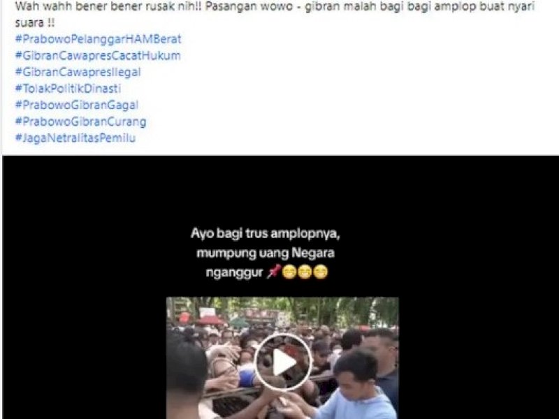 Video klaim Giibran bagi-bagi amplop berisi uang saat jalan sehat di Makassar.