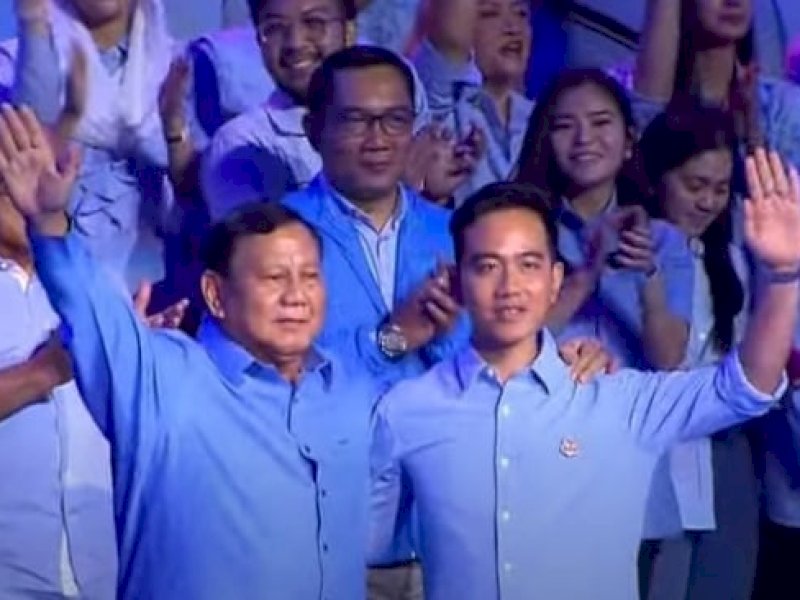 Tangkapan layar Prabowo-Gibran saat debat perdana Pilpres 2024. 