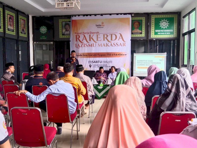 LazisMu Makassar menyelenggarakan Rapat Kerja yang dihadiri oleh Kantor Layanan Lazismu Pimpinan Cabang Muhammadiyah dan Pimpinan Cabang Aisyiah, di Lantai 2, Gedung Pusdim Makassar, Sabtu (13/1/2024). @Jejakfakta/Foto:Istimewa