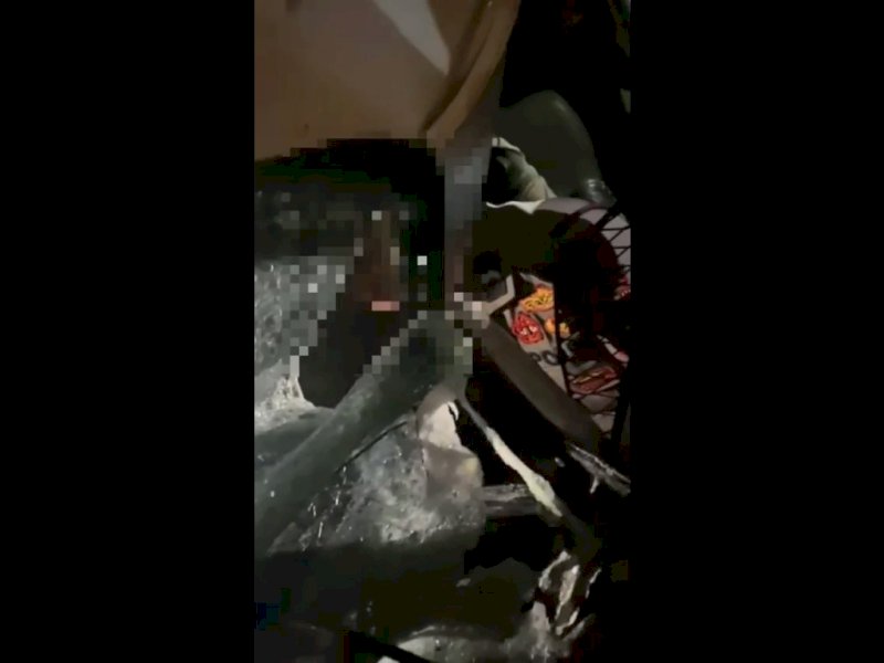 Kecelakaan pengantar uang di Jalan Perintis Kemerdekaan, Kecamatan Biringkanaya, Kota Makassar, Senin (22/1/2024). @Jejakfakta/dok. Tangkapan layar