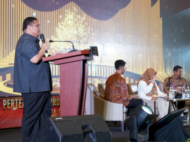 Ketua Bawaslu Rahmat Bagja saat memberikan sambutan dalam Pertemuan Koordinasi Tahunan Pusat Pelaporan dan Analisis Transaksi Keuangan (PPATK), Selasa (30/1/2024) di Jakarta.