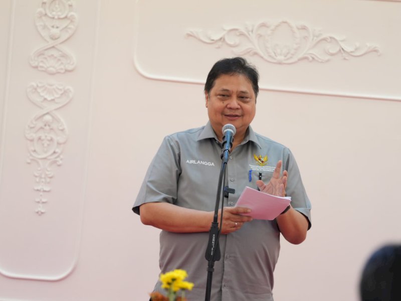 Menteri Koordinator Bidang Perekonomian Airlangga Hartarto dalam pertemuan dengan jajaran Pemerintah Daerah Provinsi Sulawesi Selatan di Kota Makassar, Kamis (1/2/2024) kemarin. @Jejakfakta/dok. Humas Pemprov Sulsel