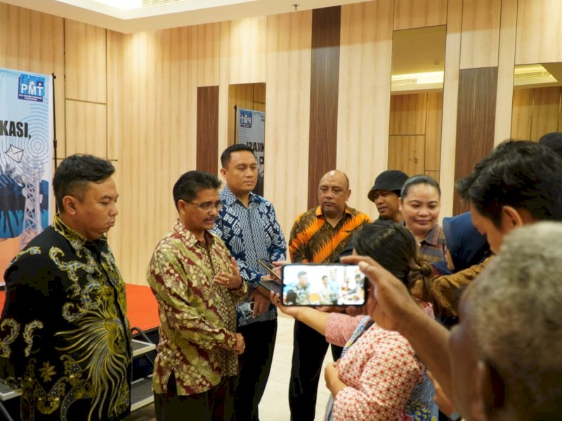 Plh. Dirjen Penyelenggara Pos dan Informatika, Marvels Parsaoran Situmorang memberikan keterangan pers terkait Sosialisasi Pusat Monitoring, Telekomunikasi, Pos, dan Penyiaran pada Kamis (22/2/2024). @Jejakfakta.dok. Humas Kemkominfo RI