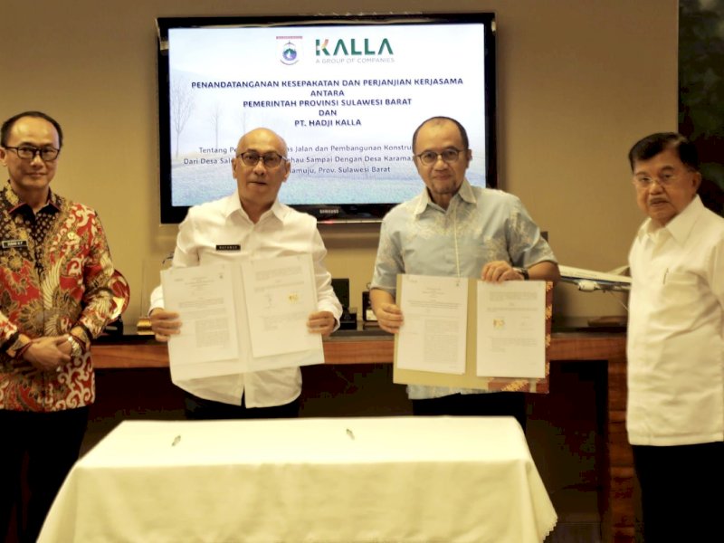Penandatanganan kesepakatan serta perjanjian kerja sama antara Pemerintah Provinsi Sulawesi Barat dengan PT Hadji Kalla di Jakarta, Rabu (06/3/2024). @Jejakfakta/Rudi Gunawan