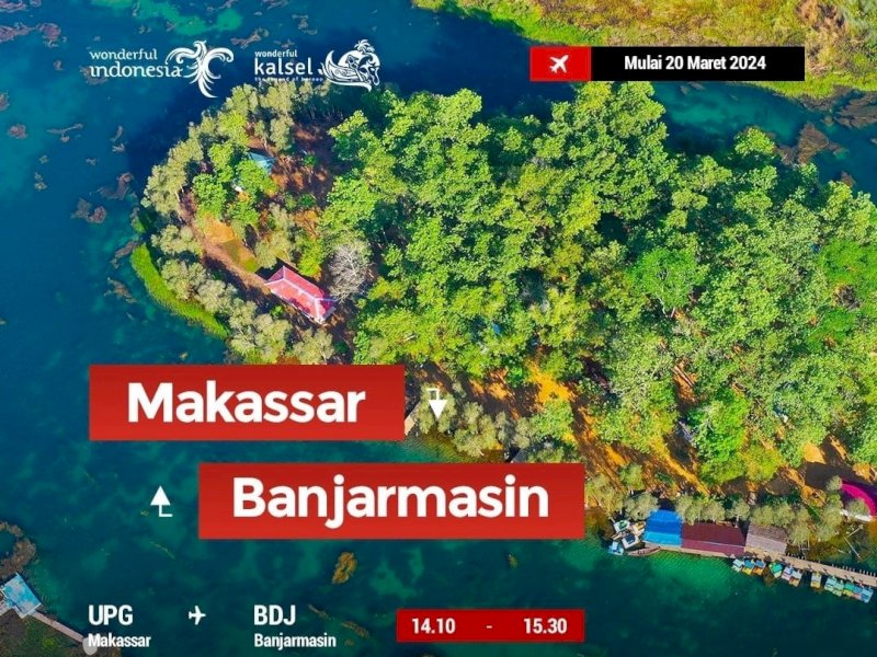 Penerbangan rute Makassar - Banjarmasin (Pulang - Pergi) resmi dibuka. @Jejakfakta/Ilustrasi