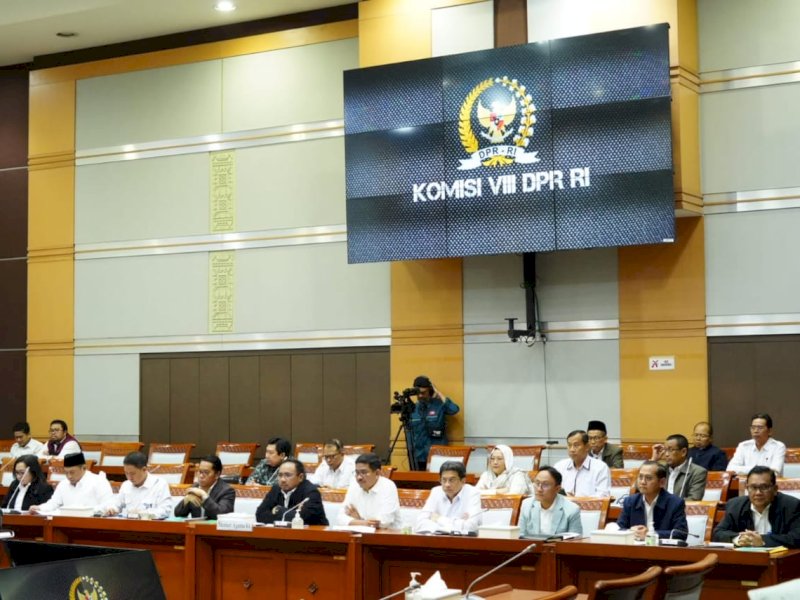 Menag saat Raker dengan Komisi VIII DPR di Jakarta, Senin (18/3/2024).(Foto: Rikie Andriyawan)