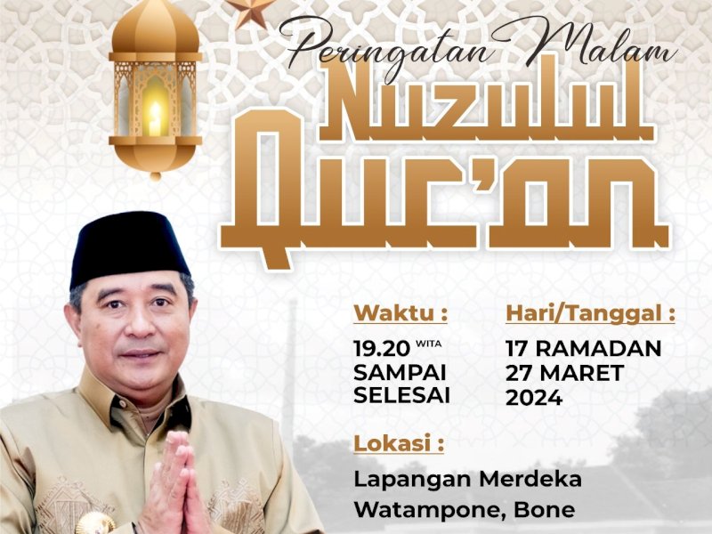 Peringatan malam Nuzulul Qur'an di Lapangan Merdeka Watangpone, Bone, 27 Maret 2023.