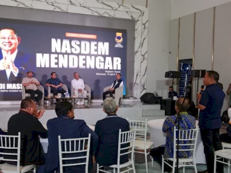 Ketua DPW Partai NasDem Sulsel, Rusdi Masse menggelar diskusi bertemakan "NasDem Mendengar", di Kantor DPW NasDem Sulsel, Jalan Metro Tanjung Bunga Kota Makassar, Senin (15/4/2024). @Jejakfakta/dok. Ist. 