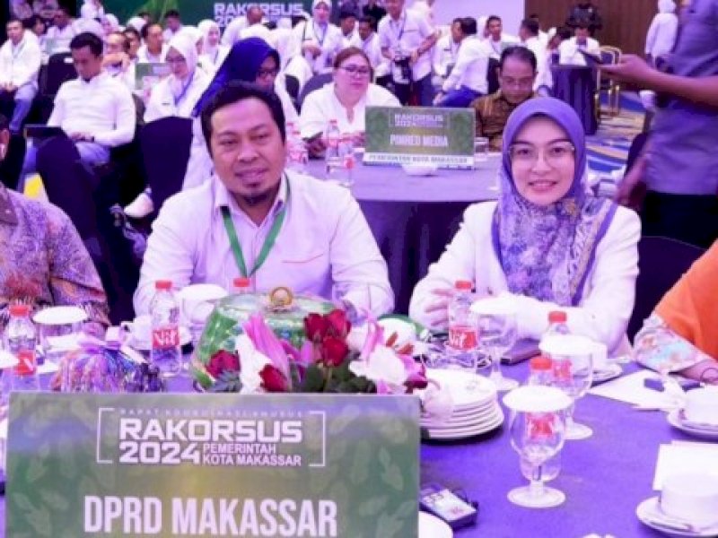 Legislator DPRD Kota Makassar ramai-ramai menghadiri Rapat Koordinasi Khusus (Rakorsus) Pemkot Makassar 2024, di Hotel Four Points by Sheraton, Jalan Andi Djemma, Makassar, Senin (26/2/2024).