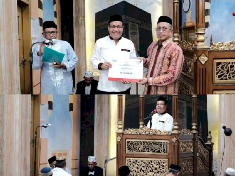 Sekretaris Dewan DPRD Kota Makassar, H Dahyal, menyalurkan dana hibah Pemerintah Kota Makassar senilai Rp50 juta kepada takmir Masjid Besar Al Amin yang beralamat di Jalan Lasuloro Raya No.39, Bumi Antang Permai, Kota Makassar, Sabtu (16/3/2024).