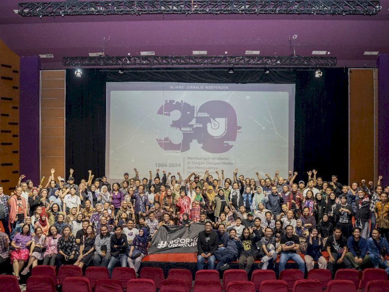 Aliansi Jurnalis Independen (AJI) memperingati ulang tahun ke-30 dengan mengangkat tema Membangun Resiliensi di Tengah Disrupsi Media dan Menguatnya Otoritarianisme di Gedung Usmar Ismail, Jakarta, Jumat (9/8/2024). @Jejakfakta/dok. AJI