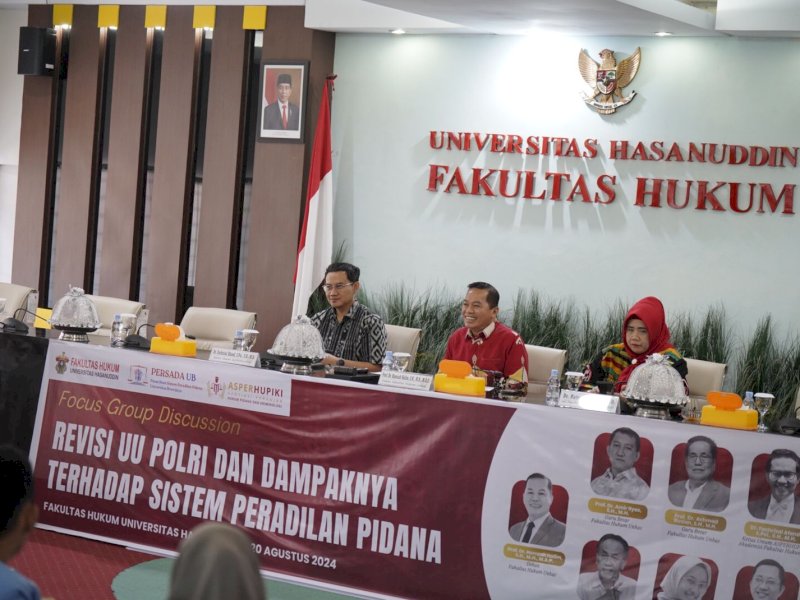 Focus Group Discussion (FGD) mengenai Revisi UU Polri dan dampaknya terhadap sistem peradilan pidana, di Fakultas HUkum, Universitas Hasanuddin Makassar, Selasa (20/8/2024). @Jejakfakta/dok. Istimewa