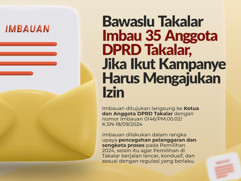 Bawaslu Kabupaten Takalar, mengimbau seluruh anggota DPRD mengajukan cuti jika ikut dalam kampanye Pemilihan Kepala Daerah (Pilkada) tahun 2024. @Jejakfakta/dok. Istimewa