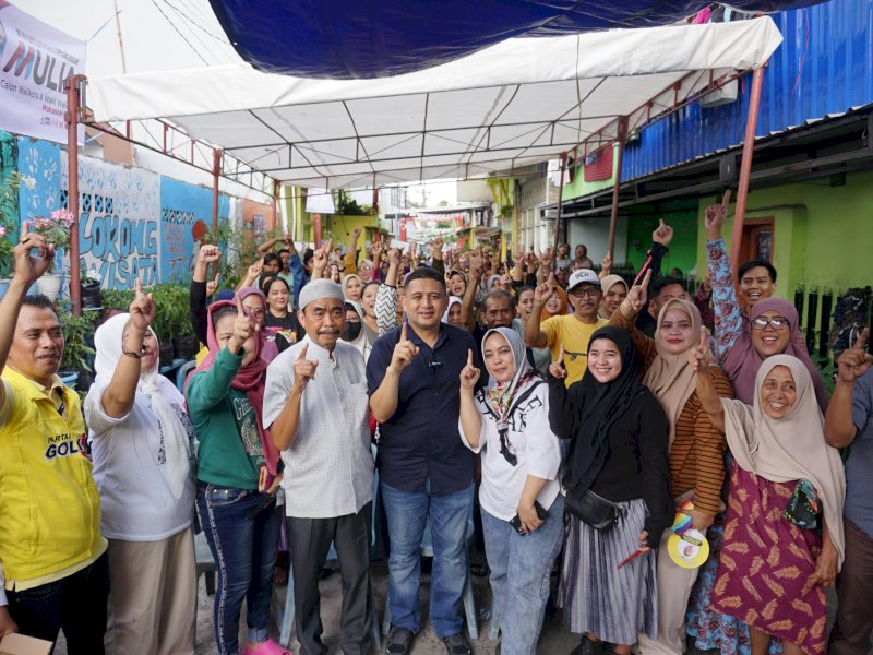 Calon Wali Kota Makassar, Munafri Arifuddin (Appi), menyapa warga di beberapa titik di Kecamatan Mariso, Kamis (27/9/2024). @Jejakfakta/dok. Istimewa