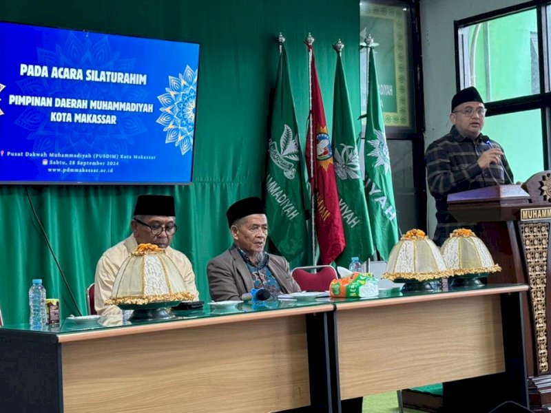 Calon Wali Kota Makassar nomor urut 1 Munafri Arifuddin menyampaikan garis besar visi-misinya di gedung Pusat Dakwah Islamiyah Muhammadiyah (Pusdim) Makassar, Sabtu (28/9/2024). @Jejakfakta/dok. Istimewa