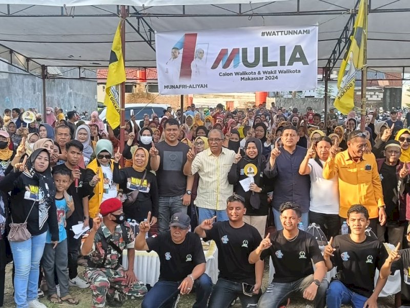 Calon Wali Kota Makassar nomor urut 1, Munafri Arifuddin, saat  kampanye di Kampung Kajenjeng dan Biring Romang, Kecamatan Manggala, Kamis (10/10/2024). @Jejakfakta/Istimewa 