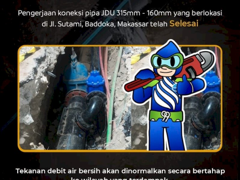 Pengerjaan Pipa JDU PDAM di Tol Sutami Baddoka Tuntas